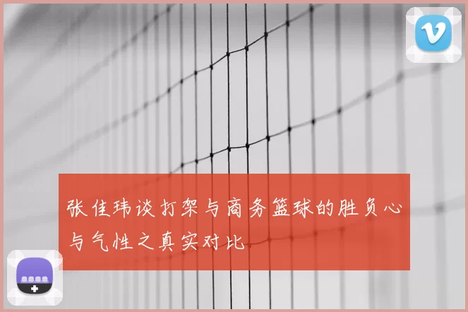 张佳玮谈打架与商务篮球的胜负心与气性之真实对比